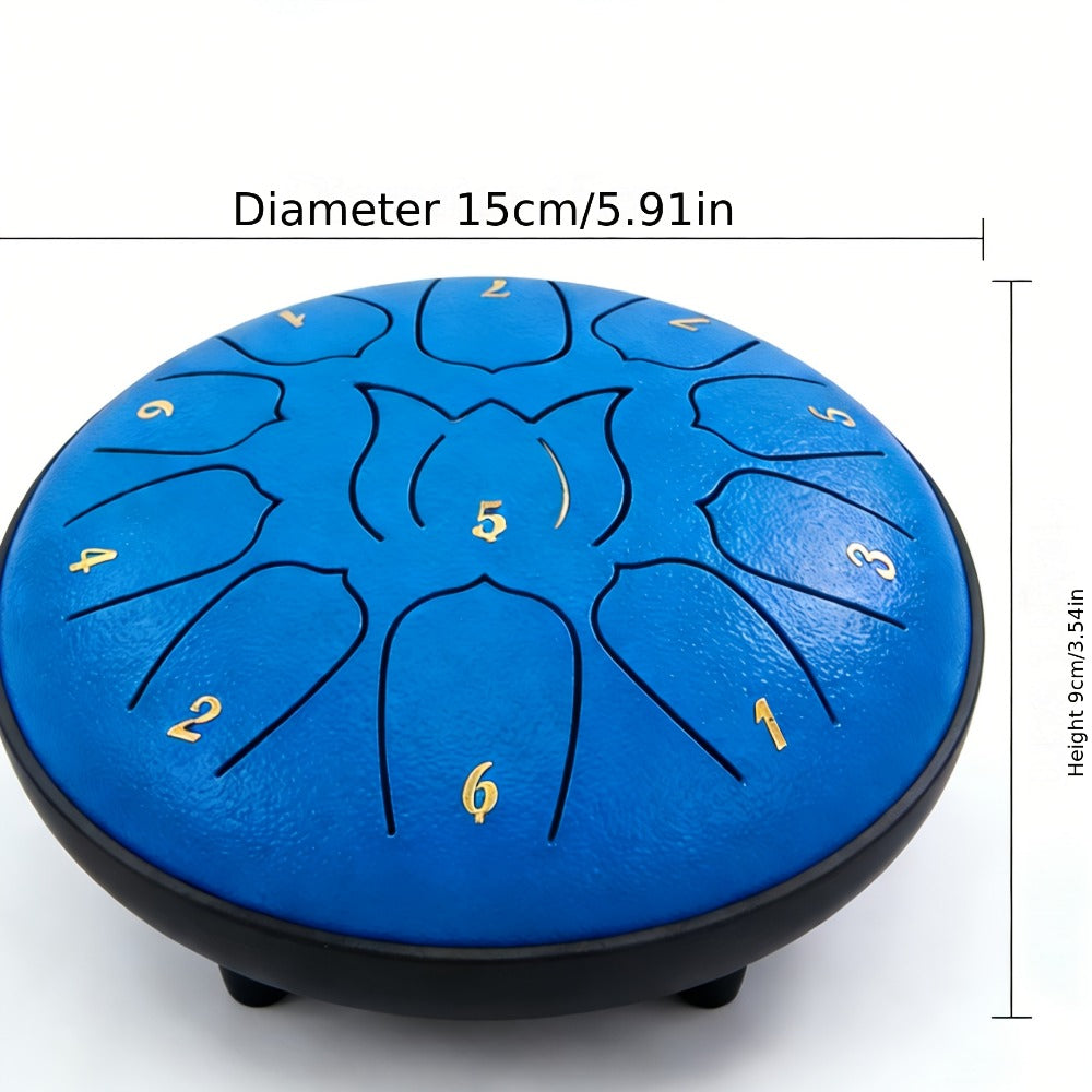 Steel Tongue Drum, 6-Inch 8-Tone Hand Drum with Mallet and Sheet Music