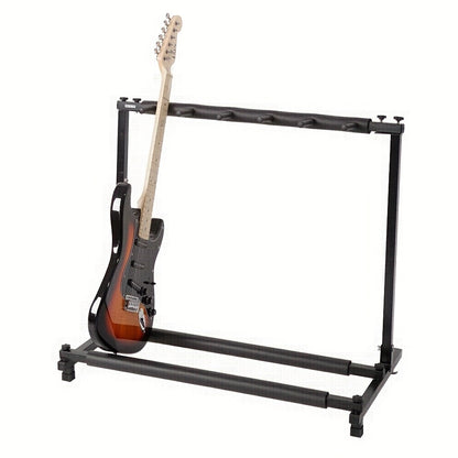Glarry Square Multiple Guitars Stand, Display&Storage Rack, Guitar & Ukulele & Bass & Banjo Holder for Band, Studio, Home, Black, for 5/7/9 Guitars