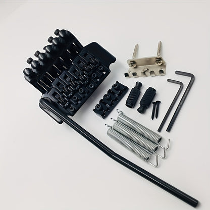 Aluminum Alloy Double Locking Tremolo Bridge System for Electric Guitar with Springs and Whammy Bar - Black