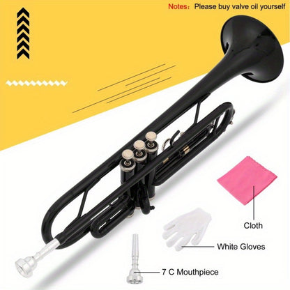 B-Flat Trumpet, 8.7 Cm, 50 Cm, Black, Nickel, Plating for School Band