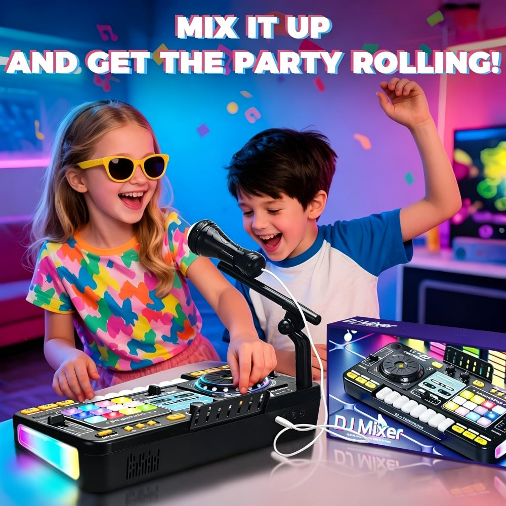 Kids DJ Mixer Music Toy with Microphone, Piano Keys and Recording