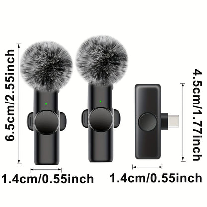 Items! Wireless Microphone, Professional Noise Cancelling Clip on Mic, USB-C Rechargeable, Plug And Play, Suitable for Content Creator Equipment, Video Recording, Interviews, Gaming Mic, Singing Microphone, Phone Microphone