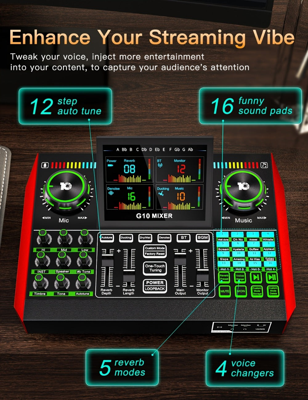 Portable Karaoke System, USB, Wireless, G10, Professional, Podcast for Parties and Karaoke