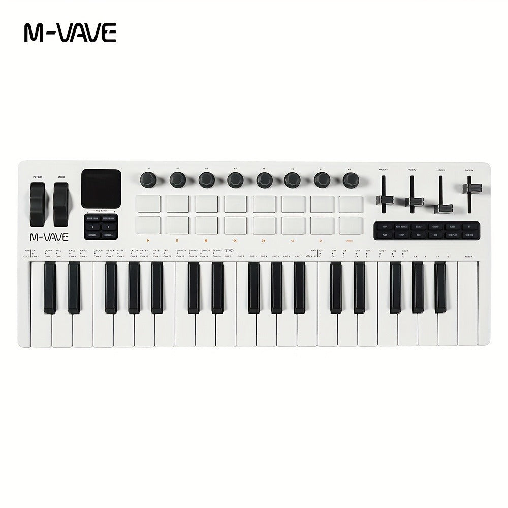 MIDI Keyboard Controller, Pure Black, Wireless, M-VAVE, SMK37PRO, Professional for Music