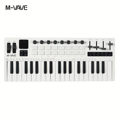MIDI Keyboard Controller, Pure Black, Wireless, M-VAVE, SMK37PRO, Professional for Music