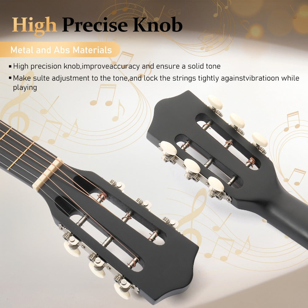 Acoustic Guitar, Black, 30-Inch, Basswood, Cutaway for Lessons and Practice