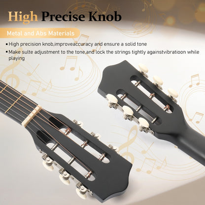 Acoustic Guitar, Black, 30-Inch, Basswood, Cutaway for Lessons and Practice