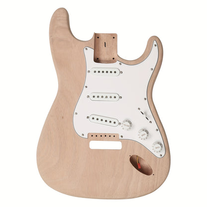 Glarry DIY GST Style Electric Guitar Kit, 6-String, with Mahogany Body, Maple Neck, Wood Finish for DIY Unique Guitar, Festival/Birthday Gift for Music Lover