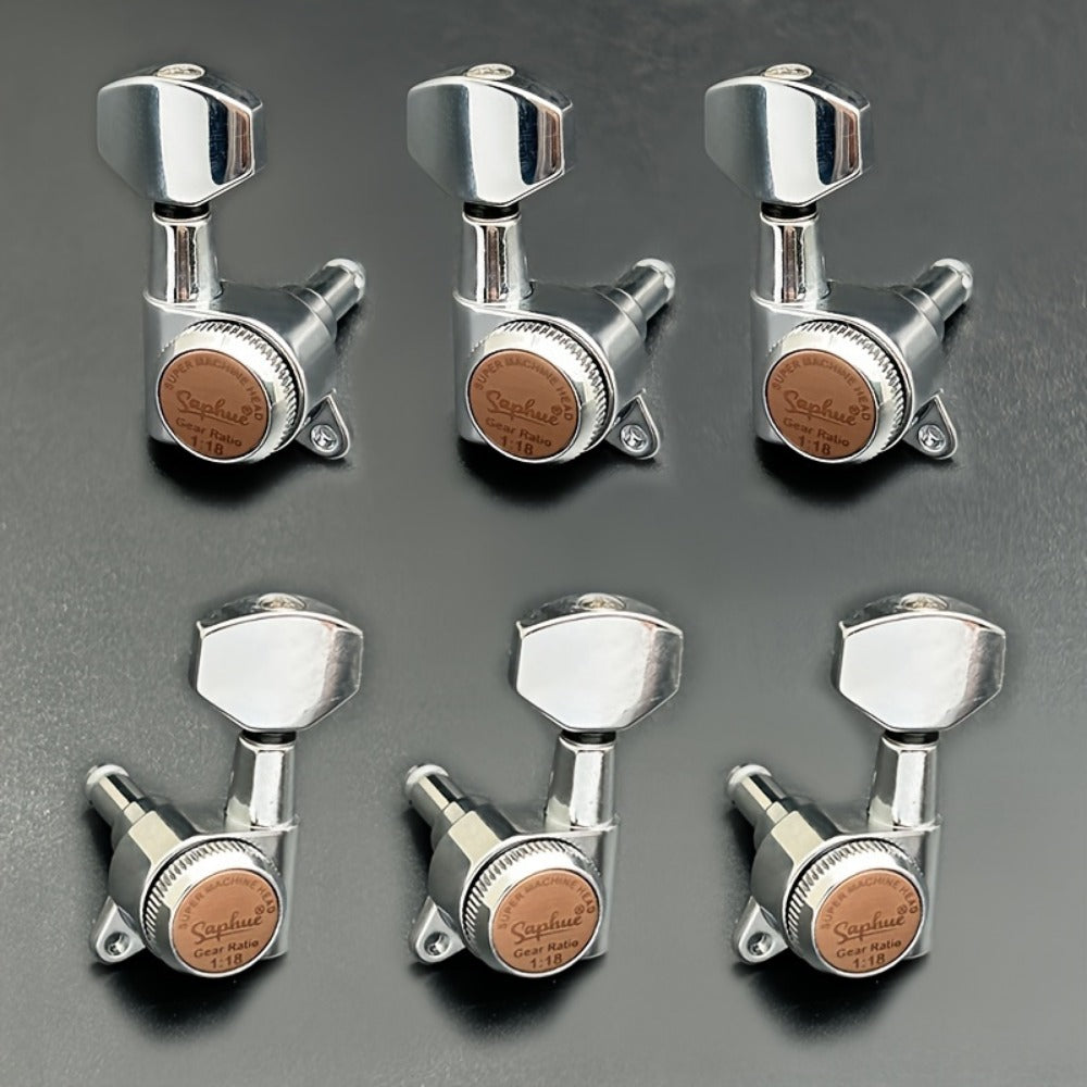 Guitar Tuning Peg Set, Silvery 3 Right, 6pcs, SAPHUE, Locking for Replacing Guitar Tuning
