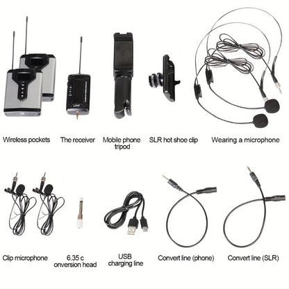 Audio Mixer, Rechargeable, Wireless, DEPUSHENG, Lavalier for Live Sound