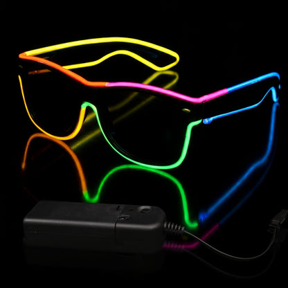 LED Light-Up Glasses, Adjustable EL Wire Eyewear for Festivals and Parties