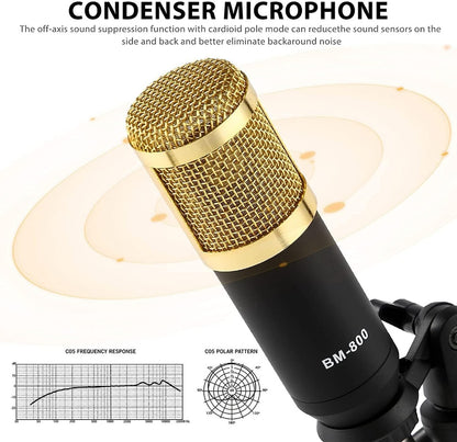 BM-800 Condenser Microphone Kit with Mixer, Boom Arm and Accessories