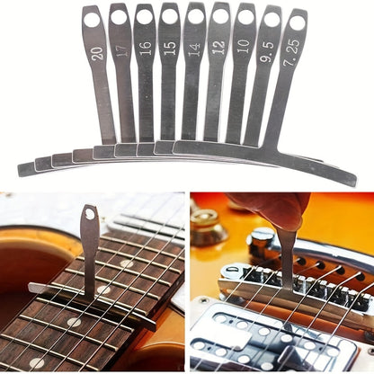 12pcs Luthier Tools Set for Guitar Neck Notched Straight Edge 9pcs Guitar Radius Gauge String Action Gauge Ruler Fret Rocker for Guitar And Bass Setup Tool