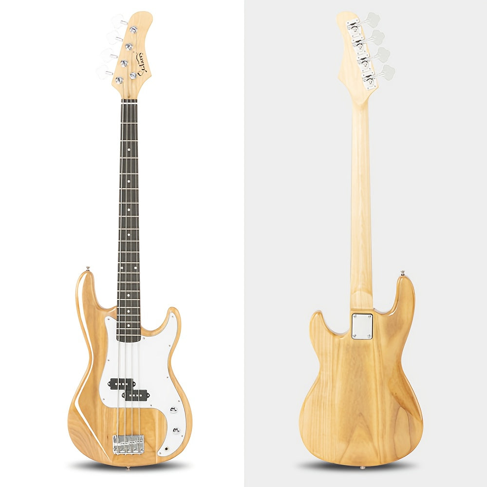 Glarry Electric Bass Guitar Kit, Full Size 4 String Stylish Exquisite Burning Bass, with Wrench Tool, Carrying Bag, Belt, Plectrum, for Beginner, All Experiance Level, Gift for Music Lover, Birthday Gift