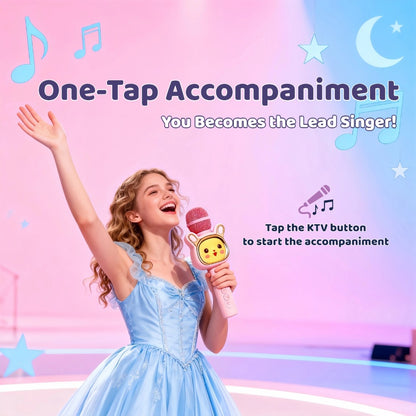 6-in-1 Wireless Karaoke Microphone Speaker with LED Lights and TWS