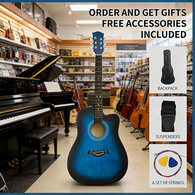 [Guitar Starter Kit] 38-Inch Wooden Classical Guitar Starter Kit, Includes Strings, Gig Bag, Strap, And Picks. Features Excellent Sound Projection, Stability, Comfortable Grip, And High-Quality Craftsmanship, Designed For Beginners' Home Practice And Perf