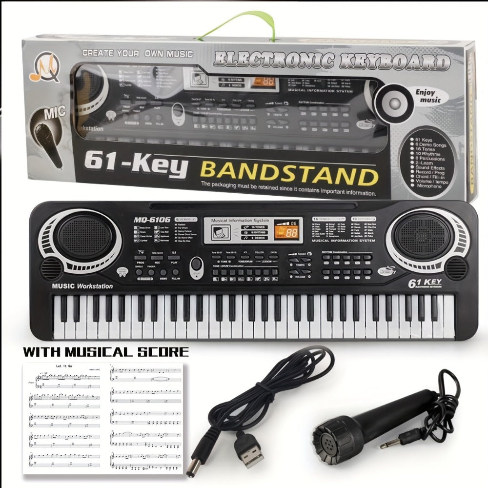 Portable Electronic Keyboard, Full Size, USB, Portable, Key, Microphone, Full for Beginner