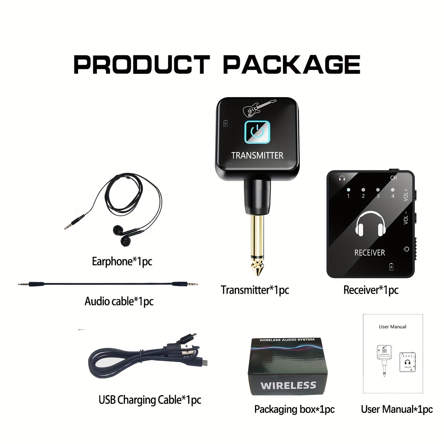 Wireless IEM System, Featuring a Wireless In-Ear Monitoring System with a Transmitter And Clip-On Receiver, Capable of Automatically Pairing with In-Ear Studio Monitors, Guitars, Djs, And Live Performance Monitoring