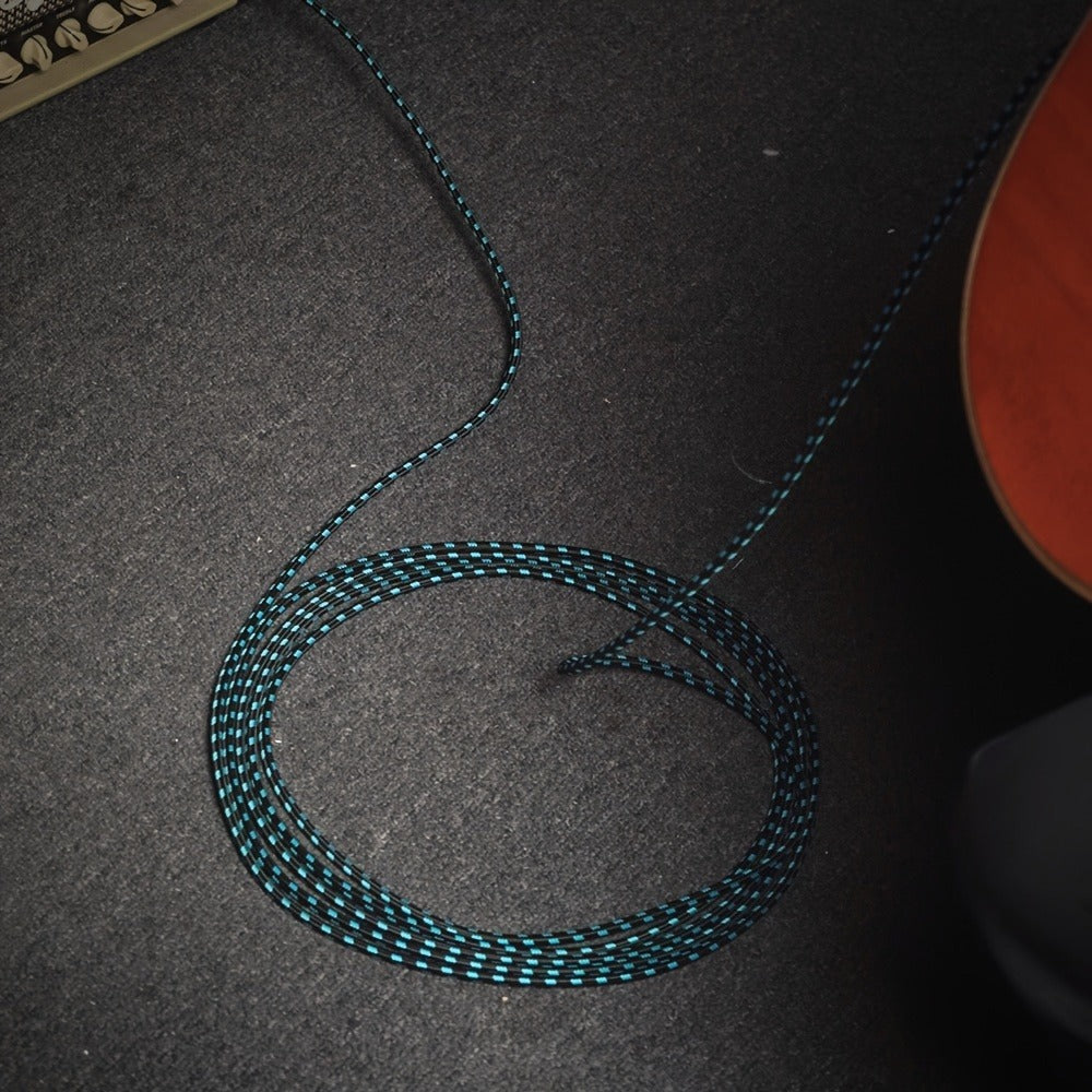SONICAKE 20-Foot Guitar Cable, Braided 1/4-Inch Right-Angle TS Cord