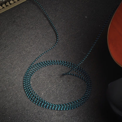 SONICAKE 20-Foot Guitar Cable, Braided 1/4-Inch Right-Angle TS Cord