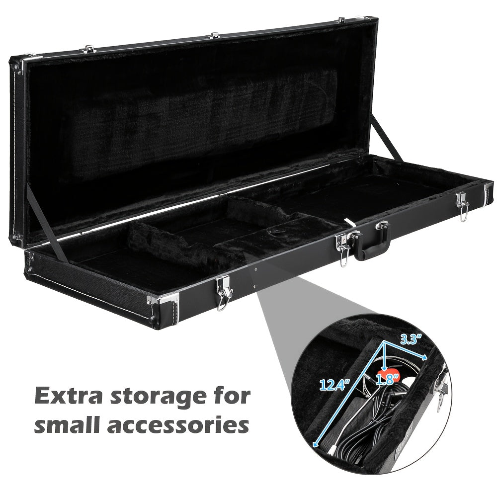 Bass Case, Square Hard Case, Flat Guitar Case For Bass, Lightweight, Heavy Duty Design, Perfect For Beginners & Pros. Protective, Durable, Easy To Travel, Perfect Gift For Easter, Thanksgiving, Christmas, Gift Belonging To Musicians, Black Color