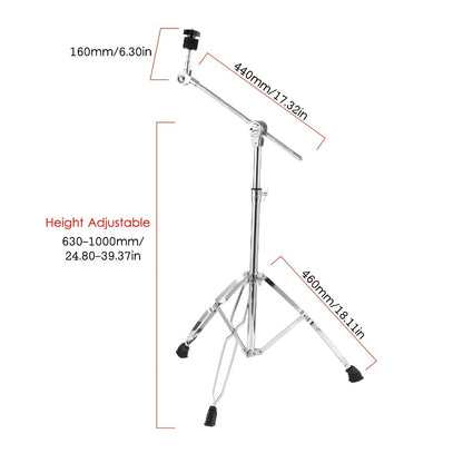 Adjustable Tambourine Stand, Upright and Boom Combo for 14 to 20-Inch Drums