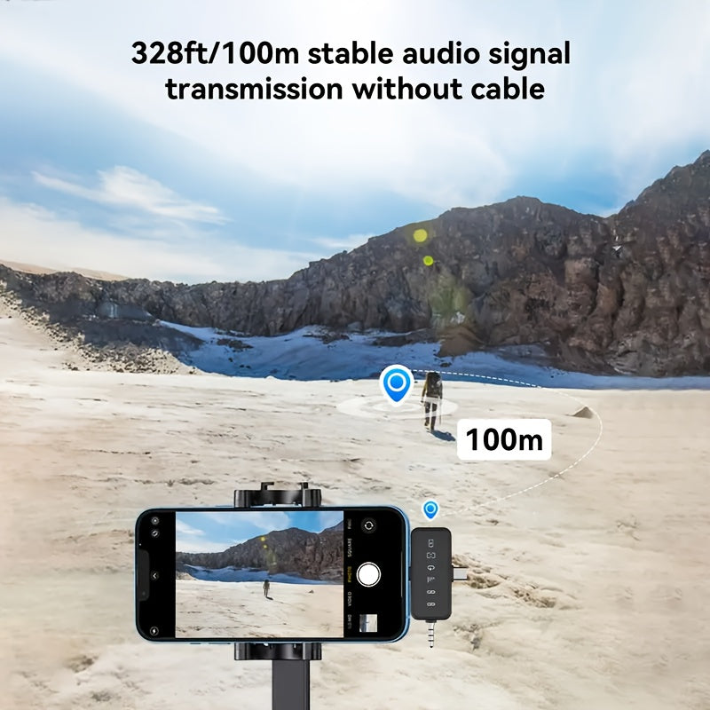 Wireless Lavalier Microphone 3 in 1 for Iphone/Android/Camera, 328Ft Range, 18 Hours Battery Life, Compact Microphone for Recording Interviews And Vlogs on Smartphones