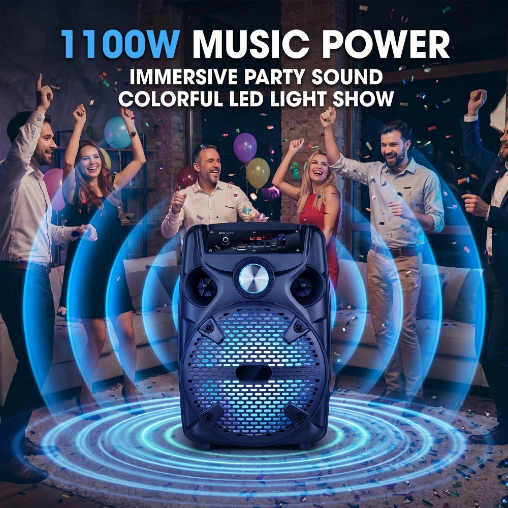 Portable PA Speaker, Rechargeable, Bluetooth, Wireless, 1100W, Subwoofer for Parties