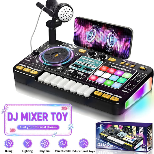All-In-One Multi-Function DJ Mixing Controller, Equipped with an Electric Keyboard, DJ Controls, Sound Effects, And Recording Functions, Is a Perfect New Year/Birthday Gift, an Educational Toy Companion for Child