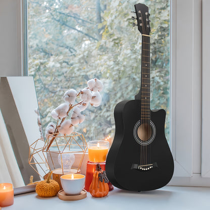 38 Inch Acoustic Guitar Beginner Set, High-Quality Matte Panel, Comes with A Complete Set of Additions Including Backpack, Plectrum, 6 Strings, Tuning Clip, Textbook, Shoulder Strap, Etc., Suitable As A Family Gift