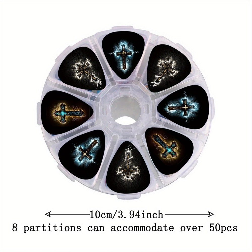 Guitar Pick Set, 50pcs, 1.0mm, 50pcs/box, Random, Cross for Practice and Performance
