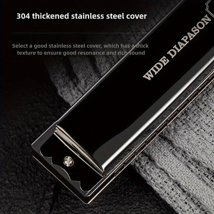 Blues Harmonica, 28-Hole, Professional, Black/ for Blues Practice