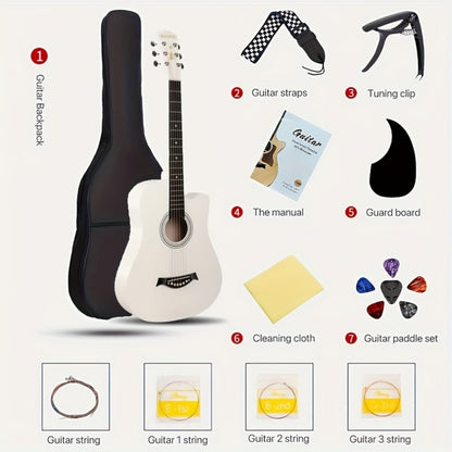 Acoustic Guitar, Black, 38 Inch, Inch, Beginner, Set for Lessons and Practice