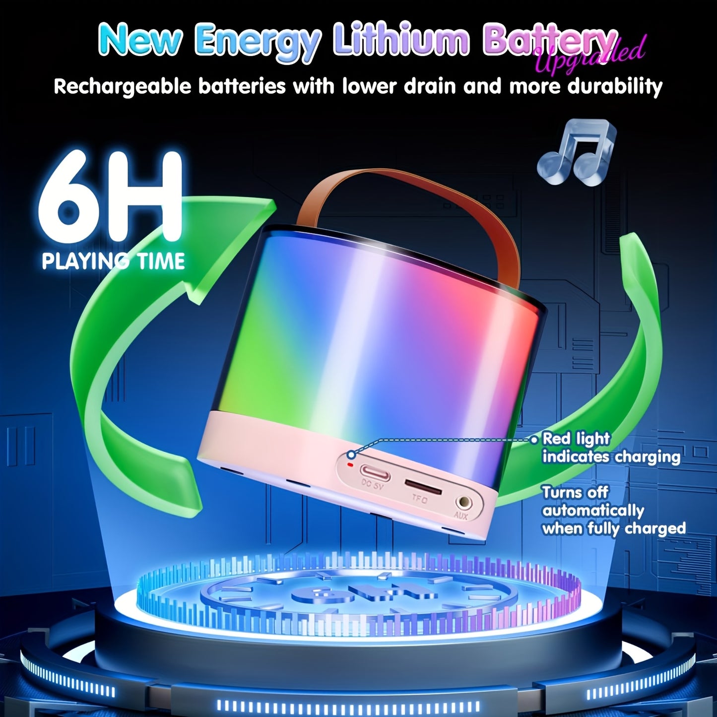 Mini Karaoke Machine, A Popular Birthday Gift In 2025, Portable Wireless Speaker, Equipped With 2 Wireless Microphones, Premium Songs, Dazzling Lights, Family Gatherings, Holiday Gift.