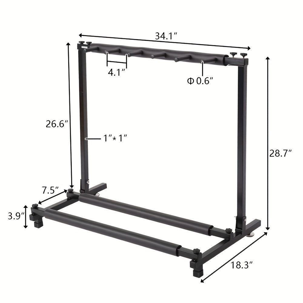 Glarry Square Multiple Guitars Stand, Display&Storage Rack, Guitar & Ukulele & Bass & Banjo Holder for Band, Studio, Home, Black, for 5/7/9 Guitars