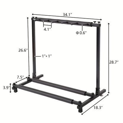 Glarry Square Multiple Guitars Stand, Display&Storage Rack, Guitar & Ukulele & Bass & Banjo Holder for Band, Studio, Home, Black, for 5/7/9 Guitars