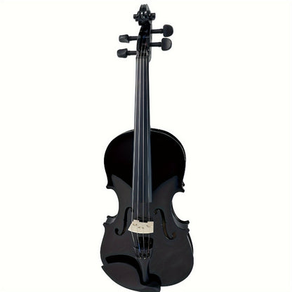Full Size 4/4 Violin Kit, Black Beginner Violin with Hard Case and Bows