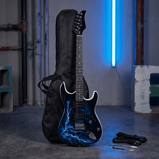 Full Size Blue Electric Guitar Kit with Amp Cable shown in the main product view