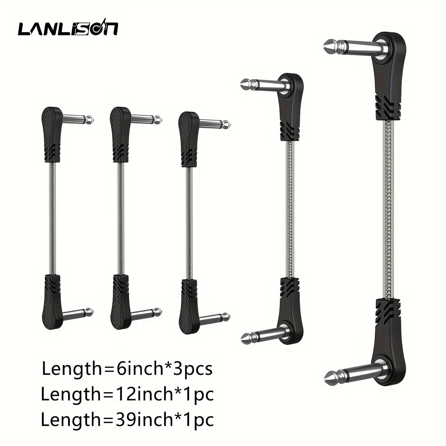 Guitar Pedal Patch Cable Set shown in the 5.91inch*3PCS+11.81inch*1PC+39.37inch*1PC option