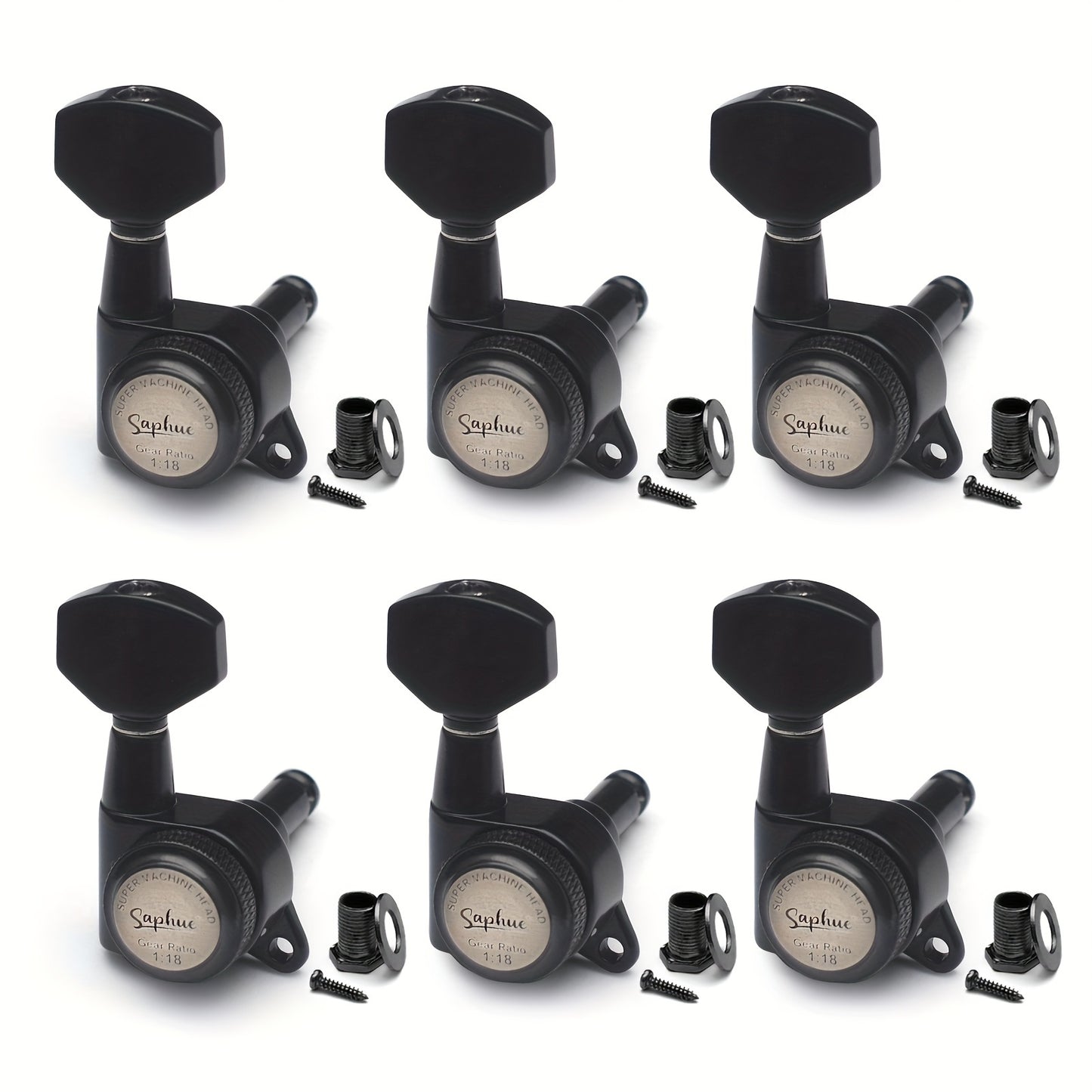 Guitar Tuning Peg Set shown in the Black 6 Right option