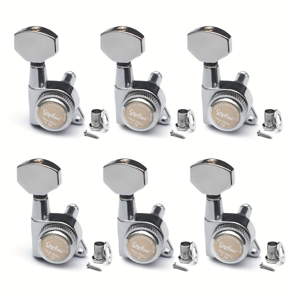 Guitar Tuning Peg Set shown in the Chrome 6 Right option