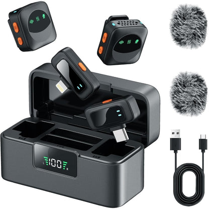 Recording Microphone shown in the Black with Charging Case + 2 Wool Balls option