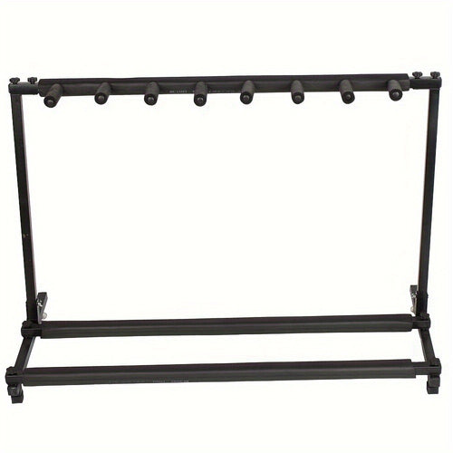 Portable 7-Guitar Folding Rack Stand with Padded Slots and Carry Bag shown in the main product view