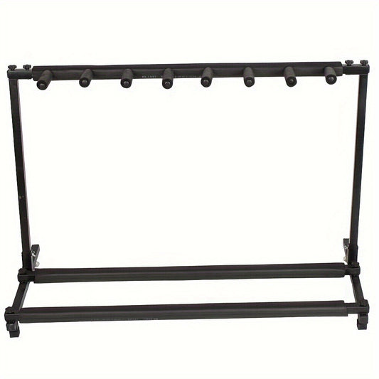 Portable 7-Guitar Folding Rack Stand with Padded Slots and Carry Bag shown in the main product view