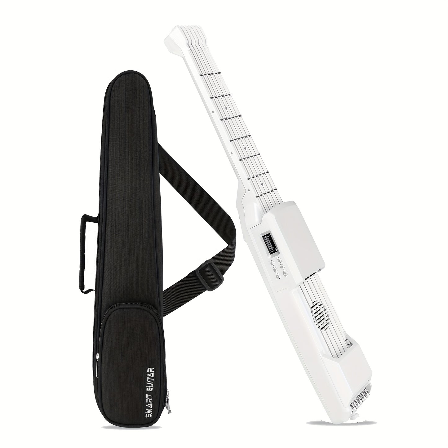 SG7 Smart Digital Guitar with LCD shown in the SG7 WHITE+ BAG option