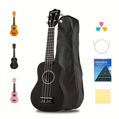 Soprano Ukulele shown in the 21 inch ukulele black option