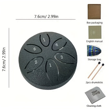 Steel Tongue Drum, 3-Inch 6-Note shown in the Black, 1 option
