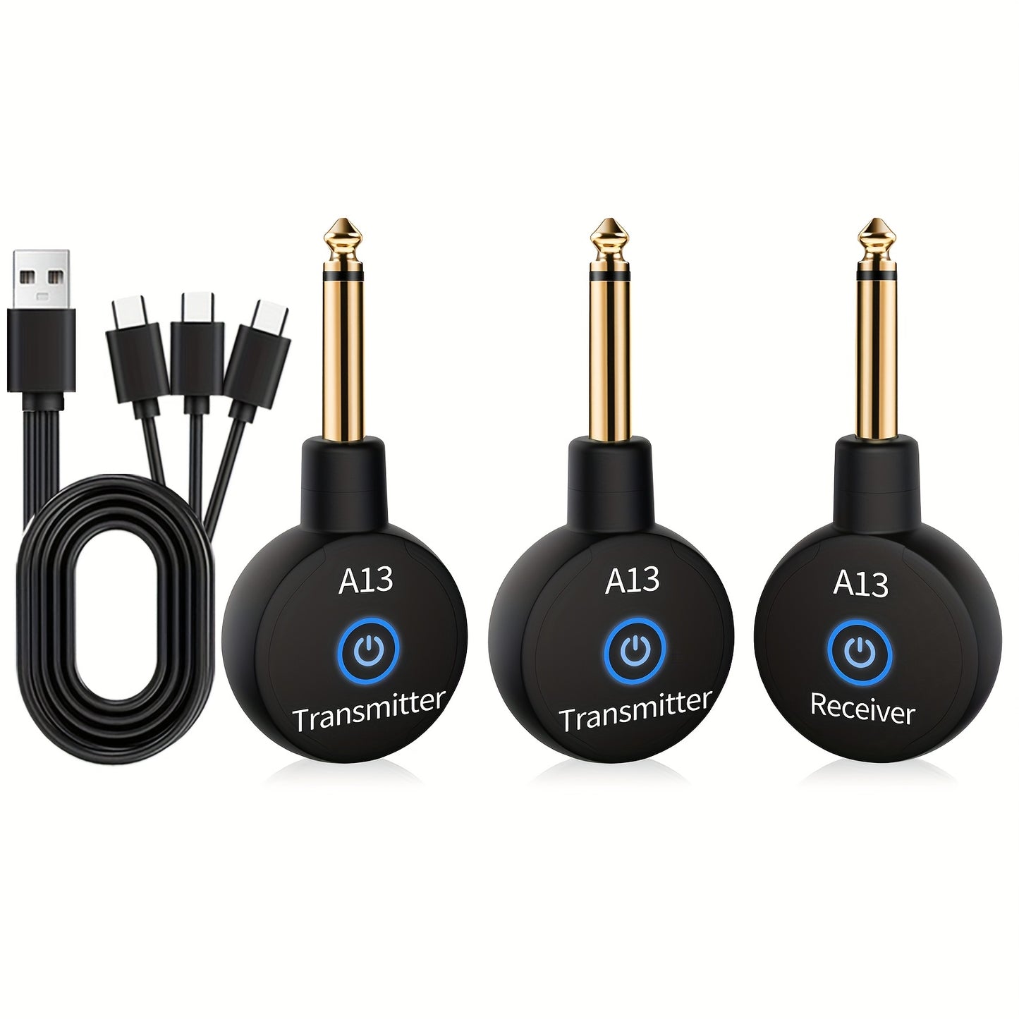 Wireless Guitar System 2.4GHz Wireless Guitar Transmitter Receiver Rechargeable Audio Wireless Transmitter 2 Modes, Rechargeable Li-Battery, 100ft Range, 10H, Plug & Play for Electric Guitar, Bass, Violin, Keyboard variant image - product v