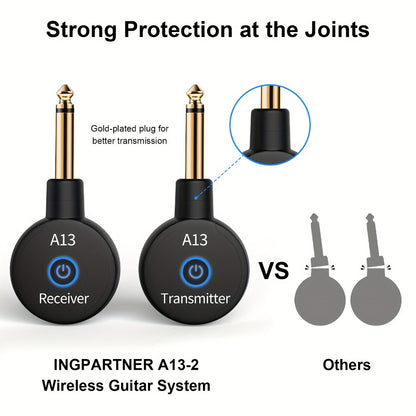 Wireless Guitar System 2.4GHz Wireless Guitar Transmitter Receiver Rechargeable Audio Wireless Transmitter 2 Modes, Rechargeable Li-Battery, 100ft Range, 10H, Plug & Play for Electric Guitar, Bass, Violin, Keyboard detail image - detail vie