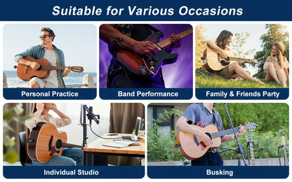 Wireless Guitar System 2.4GHz Wireless Guitar Transmitter Receiver Rechargeable Audio Wireless Transmitter 2 Modes, Rechargeable Li-Battery, 100ft Range, 10H, Plug & Play for Electric Guitar, Bass, Violin, Keyboard detail image - detail vie